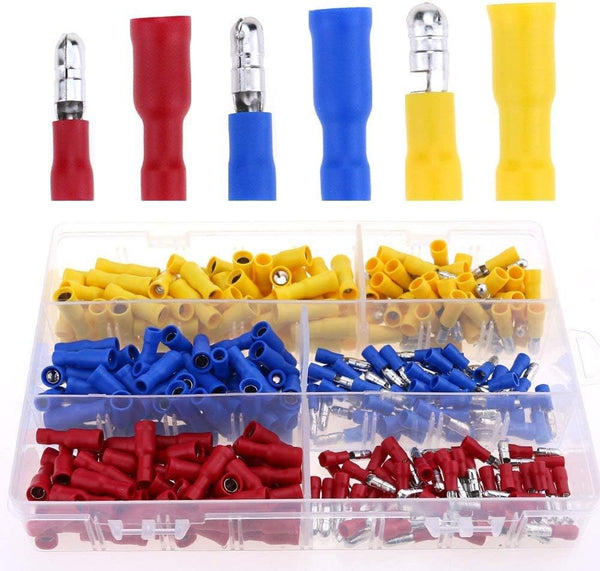 Glarks 300pcs Insulated Quick Splice Female/Male Bullet Crimp Terminals Connectors Assortment Kit