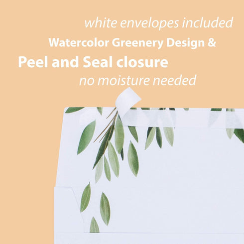 4x6 20-Pack) Set, Gooji Greenery Leaves Gold Foil Thank You Cards (Bulk Matching Peel-and-Seal White Envelopes |