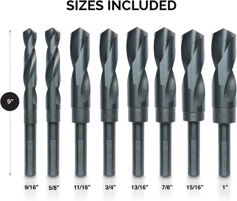 10005 Jumbo Silver & Deming Drill Bit Set, 8 Piece, 1/2" Inch Shank