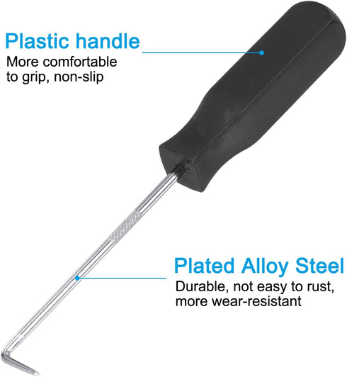 PATIKIL O-Ring Picks 90 Degree, 142mm, 2 Pcs Oil Seal Gasket Precision Screwdriver Puller Remover Tool, Black