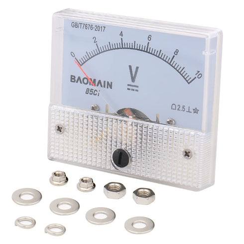 Baomain Analog Voltmeter 85C1 DC 0-10V Rectangle Analog Volt Panel Meter Gauge