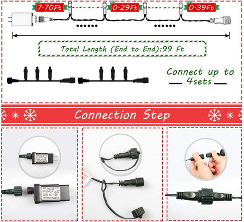 105FT 300 8 realization Christmas Lights Outdoor, LED String Lights Indoor with Modes, End-to-End Plug, UL Certified