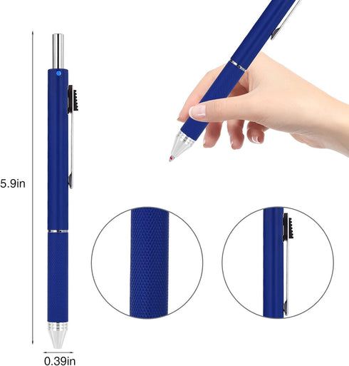 SMTTW 4-in-1Multicolor Pen,Mechanical Pencil&Black Red Blue Metal Pen,Multi Colored Pens in One with Portable Case,Refillable Ballpoint Pen with Gift Box,Professional,Executive Multifunction Pen(Blue) by smttw