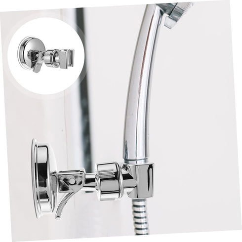 Uonlytech Silver Suction Cup Shower Head Holder Bracket Handheld Wall Mount for Bathroom Stainless Steel No Drill