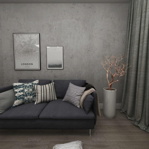 12x118 inch Light Grey Concrete Wallpaper, Peel and Stick Cement Contact Paper for Modern Industrial Style Decorative