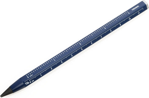Troika Multi Tasking Pencil with Sustainable Aluminium, Metal Tip, Blue Interchangeable Erasable with Ruler