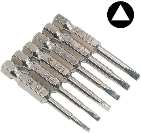 Fixinus 6 Pieces Magnetic Triangle Screwdriver Bits Set, 1/4 inch Hexagonal Screwdriver Bits, 1.8 mm, 2.0 mm, 2.3 mm, 2.5 mm, 2.7 mm, 3.0 Triangle Screwdriver Bits, 50 mm Length by fixinus