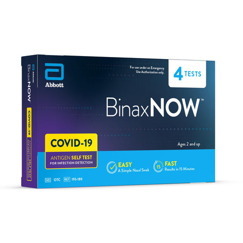 BinaxNOW COVID-19 Antigen Self Test, 1 Pack with 4 Tests, Easy to Use at Home