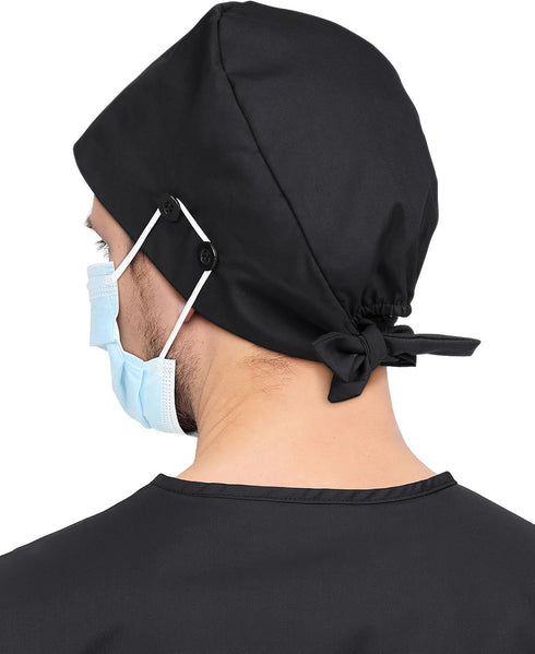 2 4 Pcs Satin Lined Scrub Cap Nurse Hats for Women Men Buttons