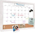 Whiteboard Calendar & Corkboard, 13" x 17" Combination Dry Erase White Board & Bulletin Board, White Wood Framed Calendar/Cork Combo Board(ZHYL-WH-3442) by TORASO