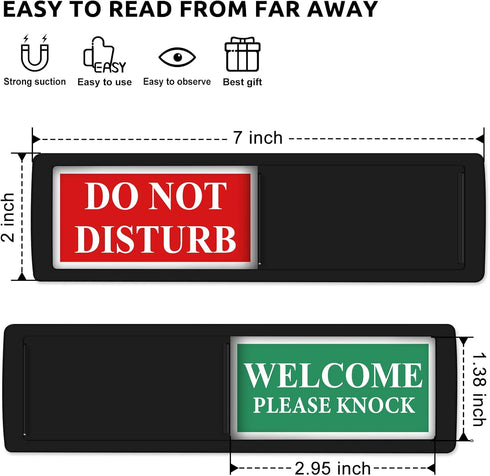 Privacy Sign - Do Not Disturb/Welcome Sign for Home Office, Restroom, Conference, Hotel, Hospital, Magnetic Slider Door