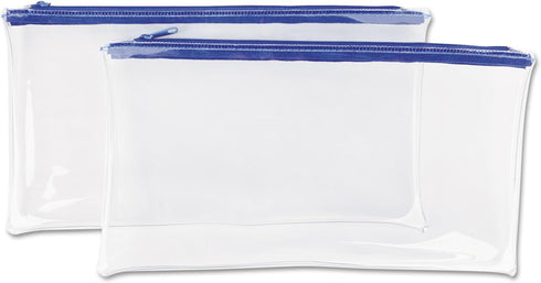 Universal UNV69025 11 in. x 6 in. Zippered Wallets/Cases - Clear/Blue (2 Pack)