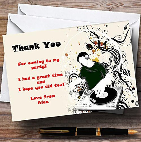The Card Zoo Red Black Disco Dj Personalized Party Thank You Cards