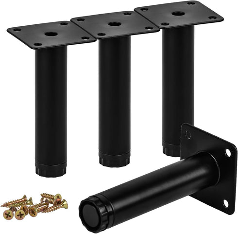 TCHOSUZ 5 inch / 12cm Adjustable Metal Furniture Legs, Pack of 4 Round