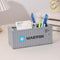 Multi-Function Desk Organizer, Gray Shipping Container Storage Box for Office Supplies, Pen/Pencil and Remote Control