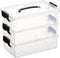 BTSKY 3 Layers Cute Dolphin Clear Plastic Pencil Box, Multipurpose Craft Storage Containers with Lid & Handle