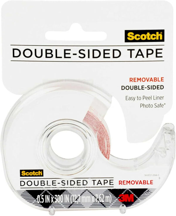 Scotch Double Sided Tape, Removable, 1-Pack, 1/2 in x 300 in, Great for Card Making