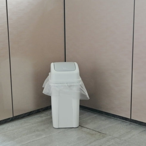 Teyyvn Small 7 Liter / 1.8 Gallon Plastic Trash Can with Swing Lid (Slightly Grey)