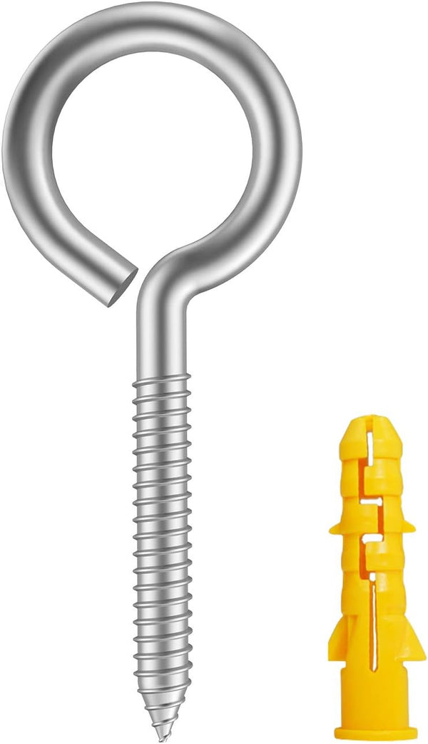 20pcs 2” 304 Stainless Screw Eyes - Small Eyelet Screws Heavy Duty Hook Lag Thread Eyebolt (20 pcs 2")