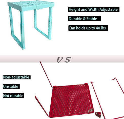 Pack 2 Locker Shelf Adjustable Height and Width, Locker Organizer for Work, Locker Shelves for School Locker