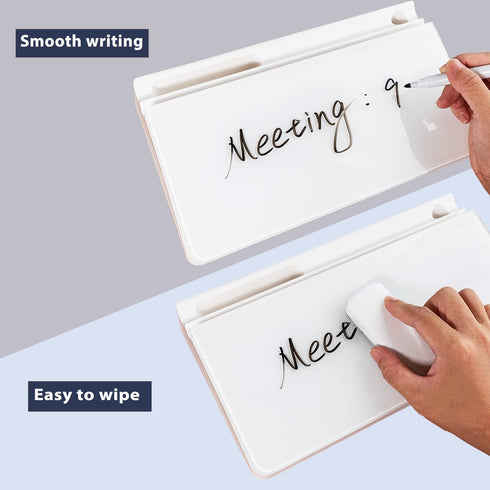 Glass Desktop Whiteboard Dry Erase Board Computer Keyboard Stand Desk White Board Organizers with Accessories 2 Markers,1 Eraser for Office, Home, School Supplies by Amanbo