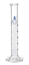 EISCO Graduated Cylinder, 25ml Class A Tolerance ±0.25ml, Hexagonal Base, Blue Graduations, Borosilicate Glass