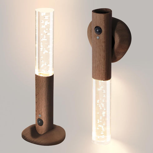 HAANGWAN Motion Sensor Night Lights Indoor, Rechargeable Night Lights Wall Sconces Wooden Set