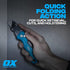 OX Tools Pro Heavy Duty Fixed Blade Folding Knife with Easy Change Blade Button - Quick Fold Action & Strong