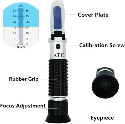 VGVGV 0-32% Brix Refractometer, Auto Refractometer Sugar Concentration ATC Sweetness Tester Fruit Sugar Meter
