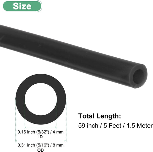 5/32"(4mm) 5/16"(8mm) 5ft(1.5 M METERXITY Silicone Tubing, ID x OD Silicone Rubber Vacuum Tube, M) High Temp Water Air