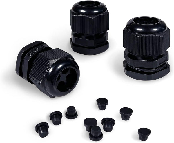 Waterproof Multi-Hole Nylon Cable Glands for Electrical Enclosure, 4 Holes, Pack of 3pcs, 1", Black