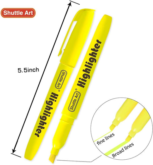 Shuttle Art 70 Pack Highlighters, Yellow Highlighters with Chisel Tip, Bulk Markers for Office and School Supplies