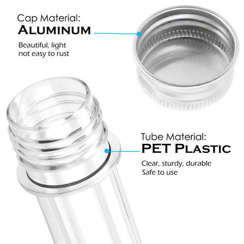 60Pack 45ML Plastic Test Tubes with Caps, Bottles Clear Bath Salt Tubes, Candy Storage Vials for Scientific