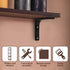HARSKIYER 6pcs 6 5 Inch Black Metal Shelf Support Angle L Brackets, x Wall Mounted Floating Shelf Brackets Heavy Duty L