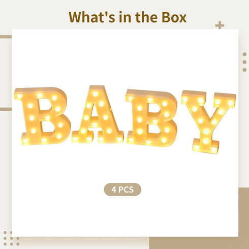 Generic 22.5 Cm 4 Led Display Letters, Light-Up Night Light, Soft Yellow Illumination, Decorative For Birth