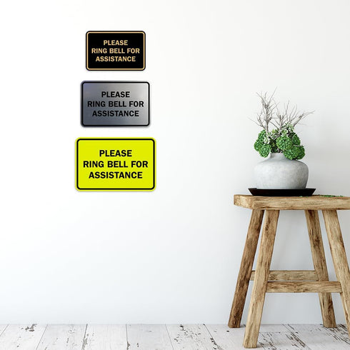 Signs ByLITA Classic Framed Please Ring Bell For Assistance Wall or Door Sign - Durable Material (Brushed Silver) -