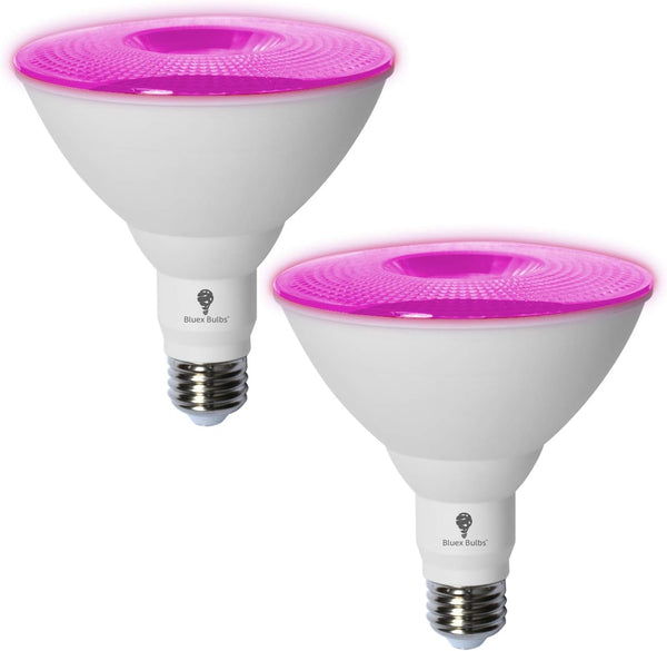 BlueX LED Par38 Flood Light Bulb, 2 Pack, 18W (120W Equivalent), Dimmable, E26 Base, Pink LED Lights for Home