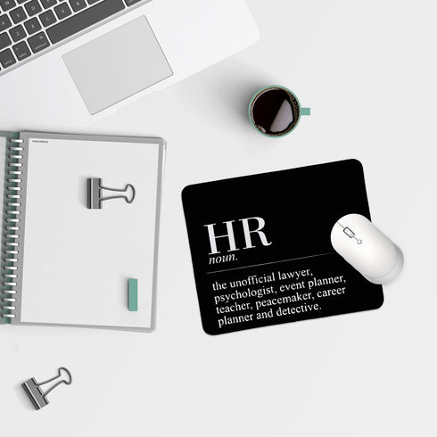HR Definition Inspirational Mousepad, Black Square Desk Pads for Home Office Gaming, 9.5x7.9 inches