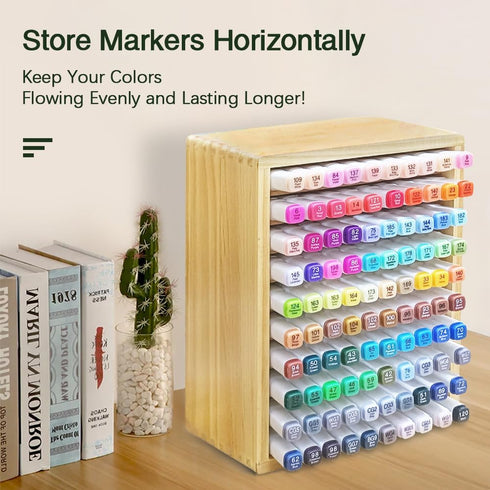 VTOINKK organizer100 wooden bamboo marker storage - marker holder for desk, alcohol marker storage and markers