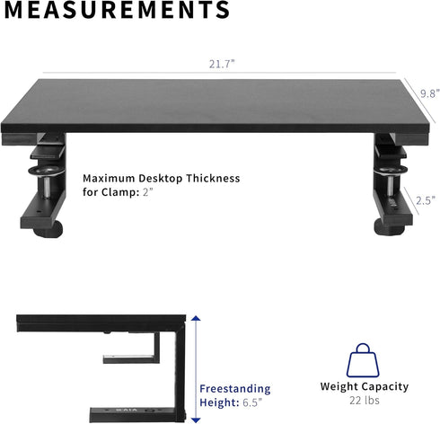 VIVO Clamp-on 22 inch Desk Extension Shelf for Gaming PC, Ergonomic Computer Monitor and Laptop Riser, Desktop