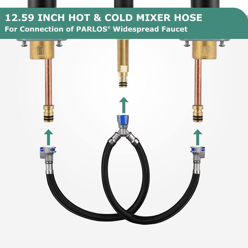 Replacement Quick Connect Hose for PARLOS Widespread Faucet, Hot & Cold Water Mixer Line