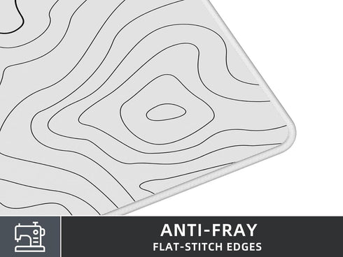 Extra Large Gaming Mouse Pad - White Topographic XXL Mousepad, Big Mouse Mat Desk Pad, Non-Slip for Gaming