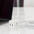Cordinate Cube Extension Cord, 5 Ft, 3-Outlet Flat Plug, 3 Prong, 2 USB Ports, Braided, Gray/White, 55355