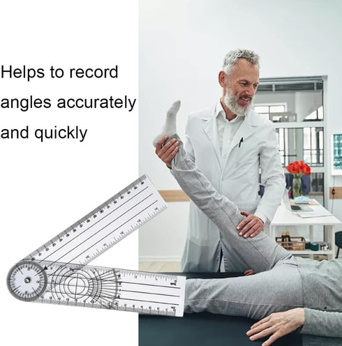 Clear Plastic Goniometer Angle Measuring Tool, 7'' Folding Ruler for Woodworking and Office Use