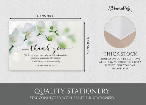 All Ewired Up Personalized Funeral Thank You Cards, Orchid Sympathy Acknowledgement Cards, Remembrance Ceremony