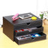 Leather Desk Organizer with 3 Drawers, Executive A4 File Cabinet for Office Supplies and Home Decor