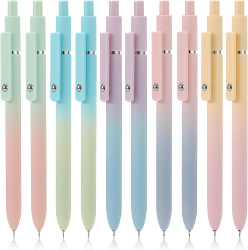 FIOVER 10pcs Pens, Black Ink Gel Pens Medium Point 0.7mm, Smooth Writing High-End Series Cute Pens for Office School