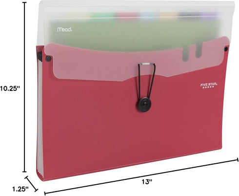 Five Star Expanding File with Removable Files, 7-Pocket Expandable File Folder, 13" x 10-1/4", Red (73944)