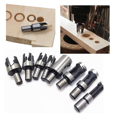 8Pcs Wood Plug Cutter Drill Bit Set, High Carbon Steel Titanium Coated Woodworking Chamfer Bits