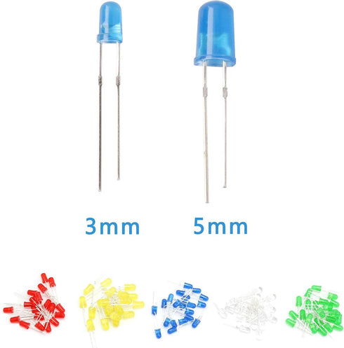 300 Bulb 3mm 5mm 2 5 Adeept Pieces Clear LED Diodes, Light Emitting Diodes Lamp Pin Round Assorted Colors Kit